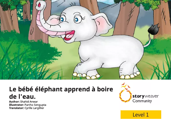 Cover thumbnail - Le bébé éléphant apprend à boire de l'eau.